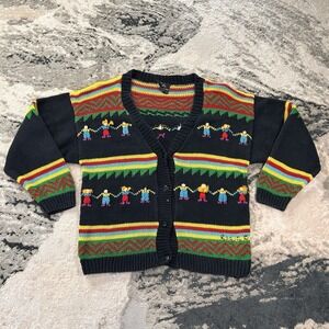 Vintage Raquel's Collection Handmade in‎ Peru Child Figure Cardigan Sweater Sz M